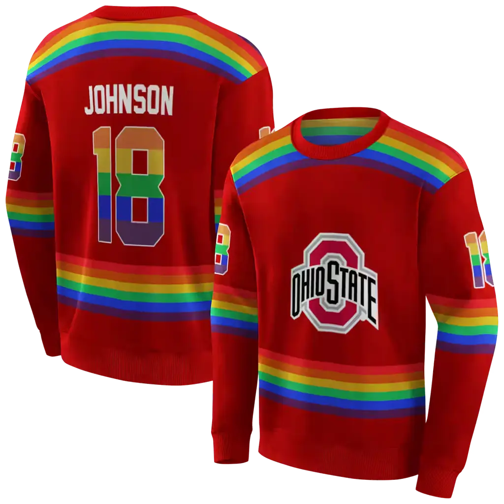 personalized ohio state buckeyes rainbow stripes scarlet hoodie premium grade personalized ohio state buckeyes rainbow stripes scarlet hoodie premium grade