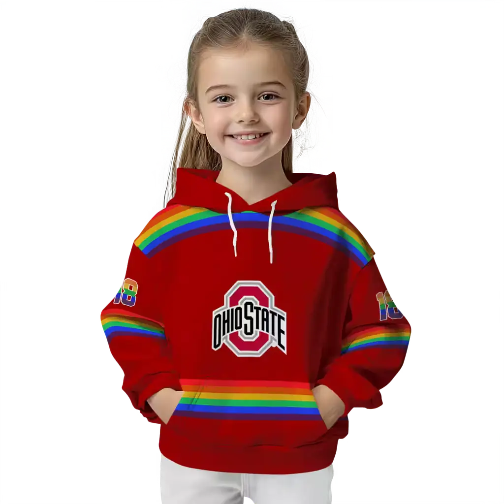 personalized ohio state buckeyes rainbow stripes scarlet hoodie top rated personalized ohio state buckeyes rainbow stripes scarlet hoodie top rated