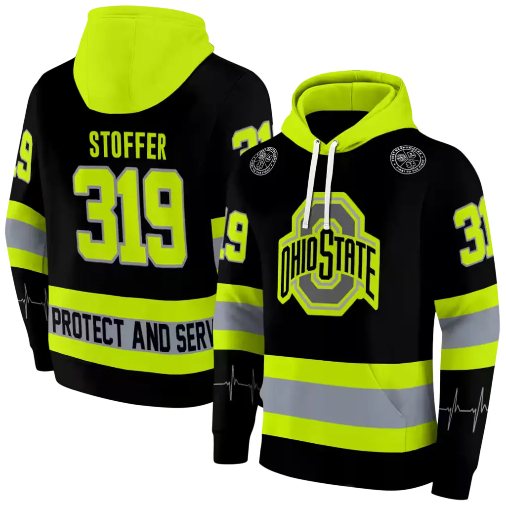 personalized ohio state buckeyes safety motif black neon green hoodie fashion forward personalized ohio state buckeyes safety motif black neon green hoodie fashion forward