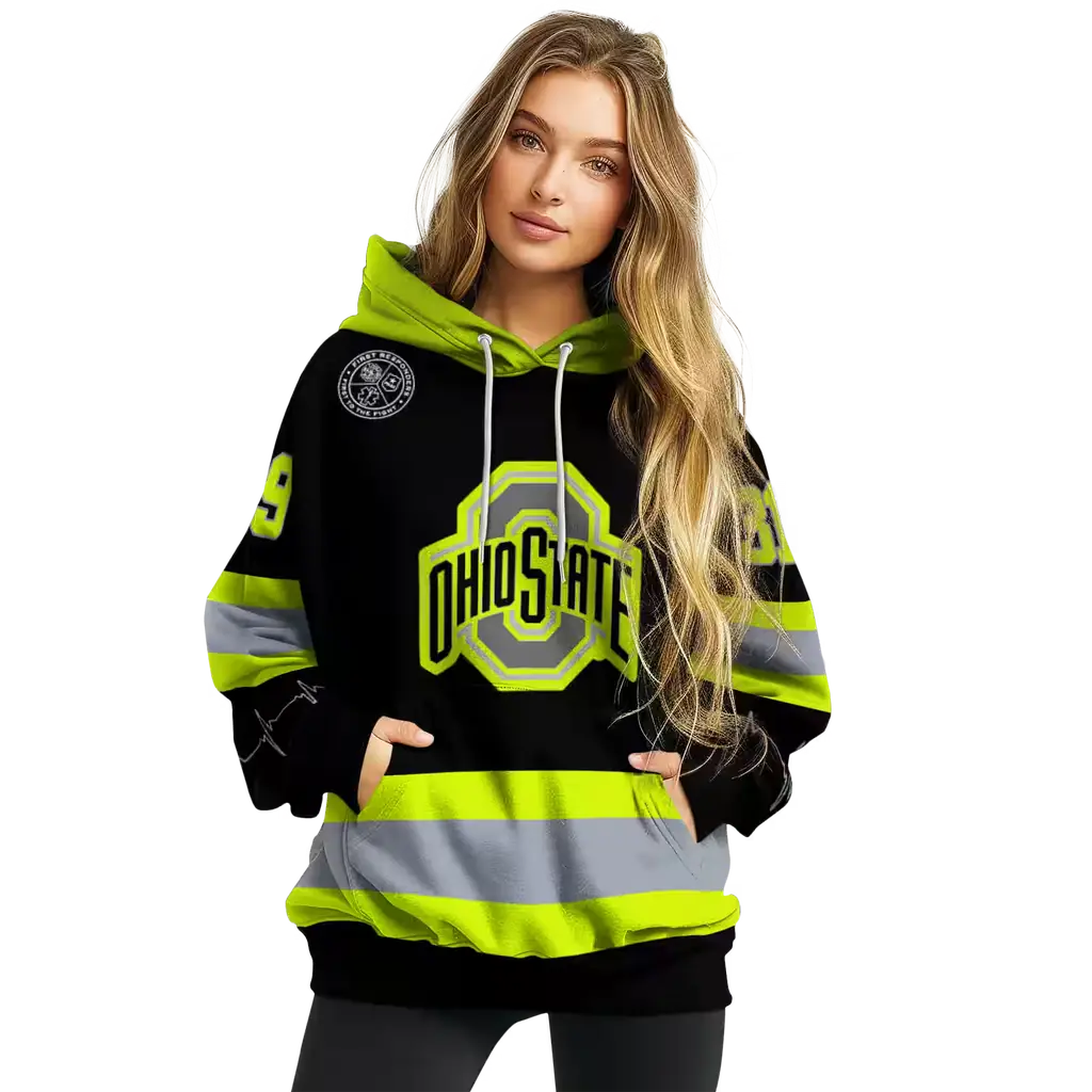 personalized ohio state buckeyes safety motif black neon green hoodie high quality personalized ohio state buckeyes safety motif black neon green hoodie high quality