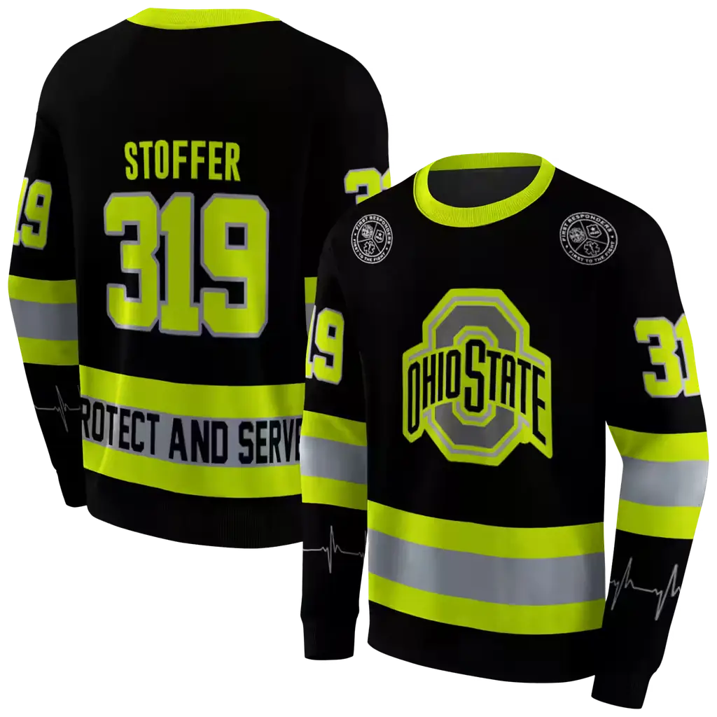 personalized ohio state buckeyes safety motif black neon green hoodie premium grade personalized ohio state buckeyes safety motif black neon green hoodie premium grade