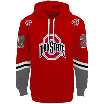 personalized ohio state buckeyes striped sleeves scarlet hoodie best selling