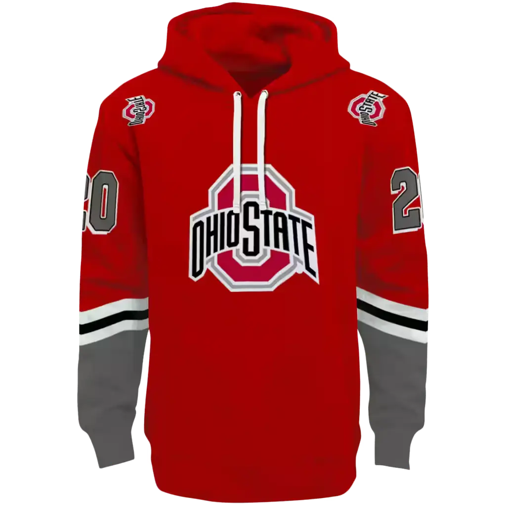 personalized ohio state buckeyes striped sleeves scarlet hoodie best selling personalized ohio state buckeyes striped sleeves scarlet hoodie best selling