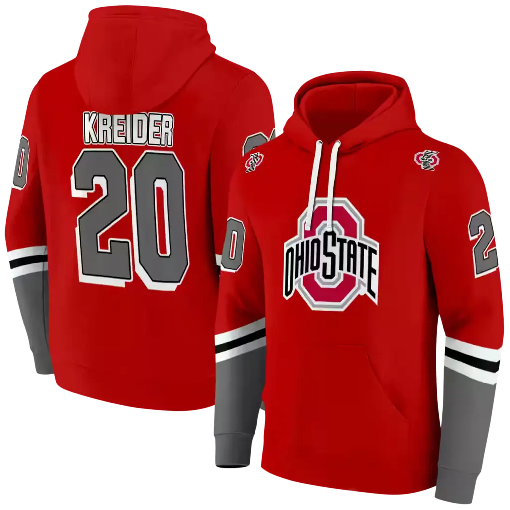 personalized ohio state buckeyes striped sleeves scarlet hoodie fashion forward personalized ohio state buckeyes striped sleeves scarlet hoodie fashion forward