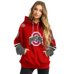 personalized ohio state buckeyes striped sleeves scarlet hoodie best selling