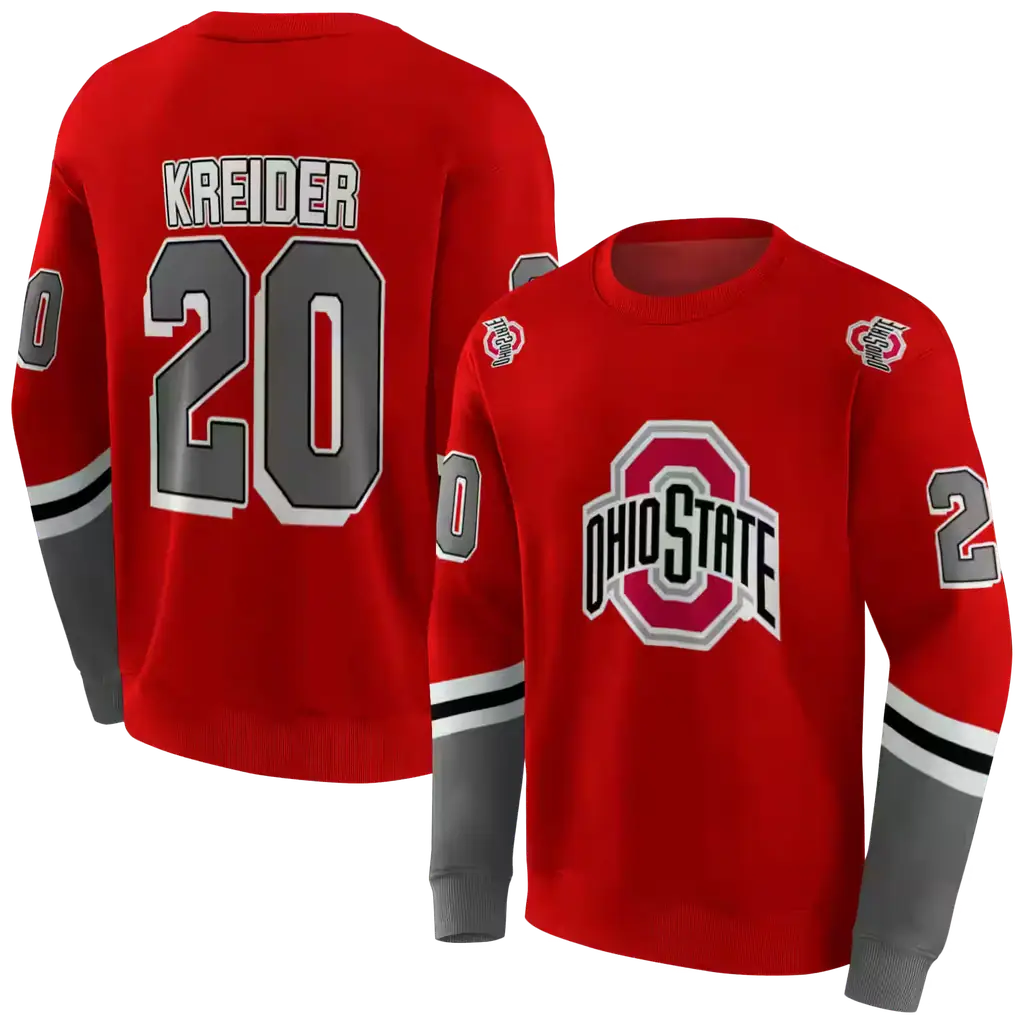 personalized ohio state buckeyes striped sleeves scarlet hoodie premium grade personalized ohio state buckeyes striped sleeves scarlet hoodie premium grade