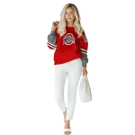 personalized ohio state buckeyes striped sleeves scarlet hoodie best selling