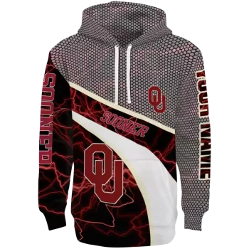 personalized oklahoma sooners hexagonal mesh crimson black gray hoodie best selling