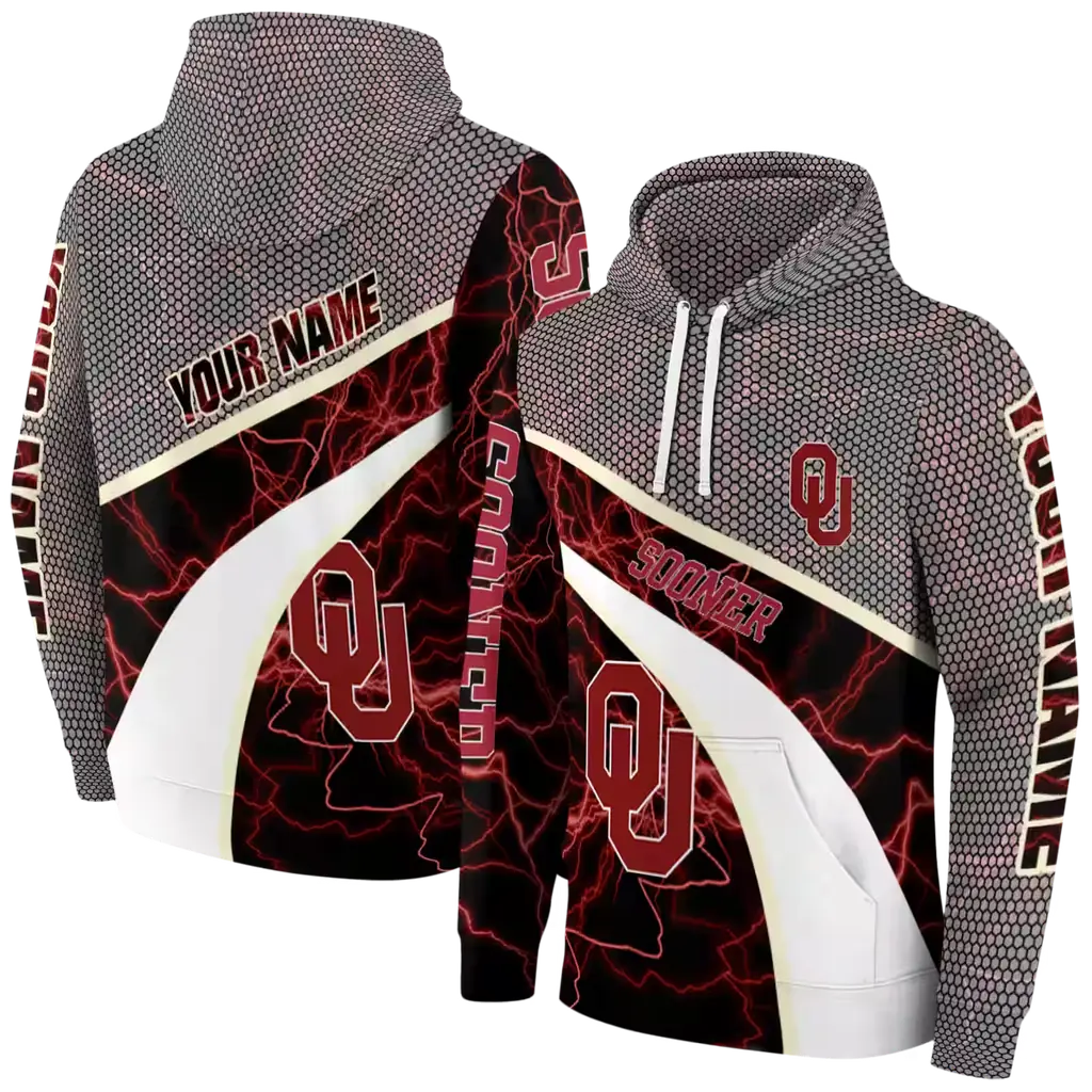 personalized oklahoma sooners hexagonal mesh crimson black gray hoodie fashion forward personalized oklahoma sooners hexagonal mesh crimson black gray hoodie fashion forward