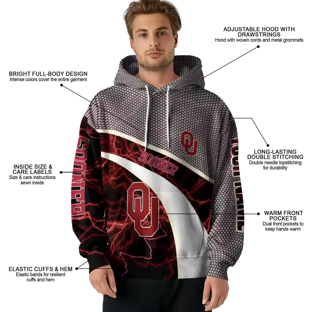 personalized oklahoma sooners hexagonal mesh crimson black gray hoodie latest model personalized oklahoma sooners hexagonal mesh crimson black gray hoodie latest model