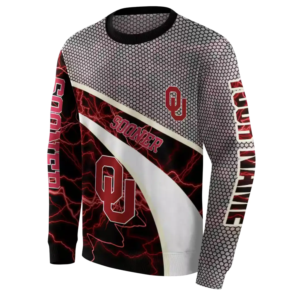 personalized oklahoma sooners hexagonal mesh crimson black gray hoodie new arrival personalized oklahoma sooners hexagonal mesh crimson black gray hoodie new arrival