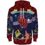 personalized oklahoma sooners spongebob patrick star crimson navy hoodie best selling
