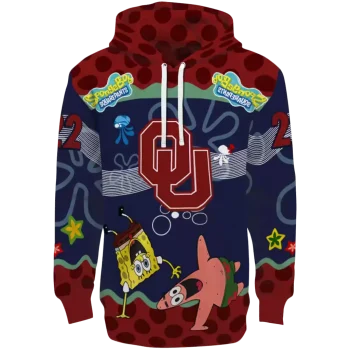 personalized oklahoma sooners spongebob patrick star crimson navy hoodie best selling