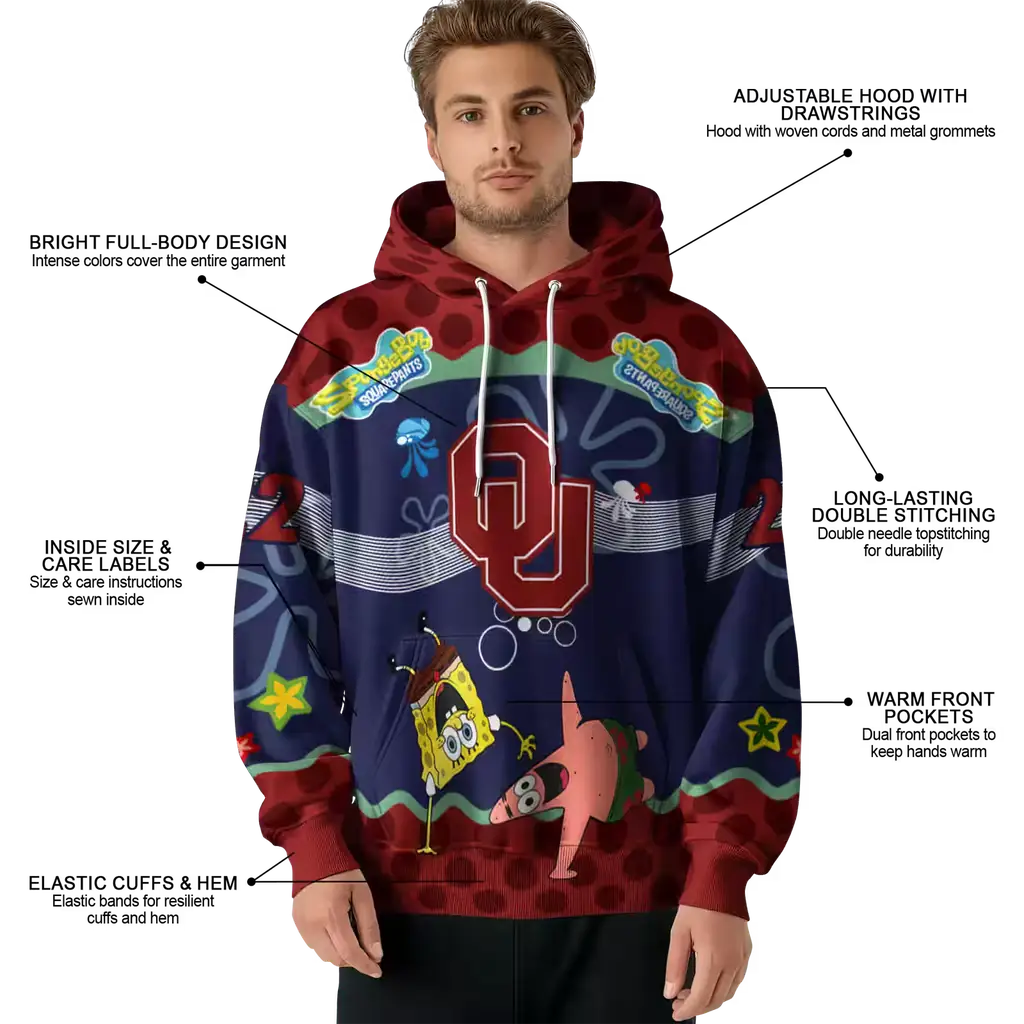 personalized oklahoma sooners spongebob patrick star crimson navy hoodie latest model personalized oklahoma sooners spongebob patrick star crimson navy hoodie latest model