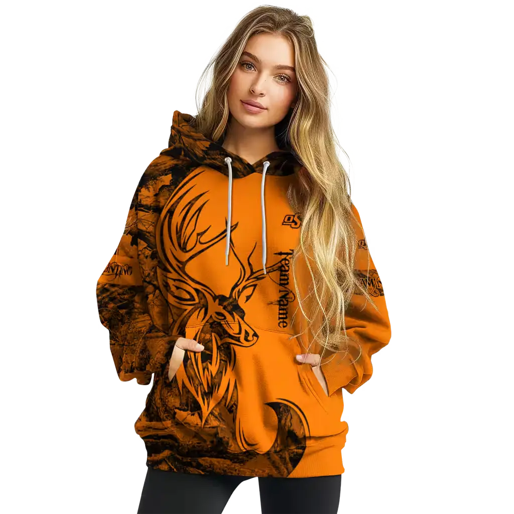 personalized oklahoma state cowboys deer silhouette orange hoodie high quality personalized oklahoma state cowboys deer silhouette orange hoodie high quality