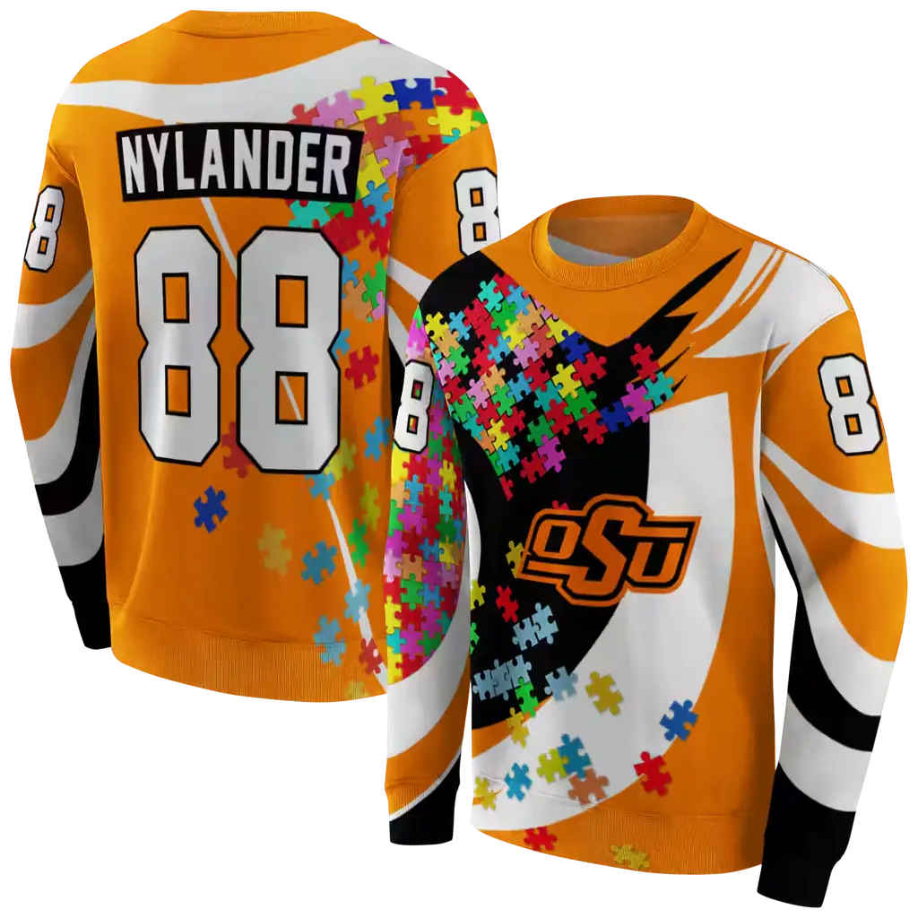 personalized oklahoma state cowboys puzzle pieces orange hoodie premium grade personalized oklahoma state cowboys puzzle pieces orange hoodie premium grade