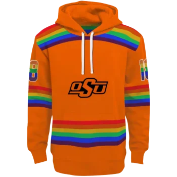 personalized oklahoma state cowboys rainbow stripes orange hoodie best selling
