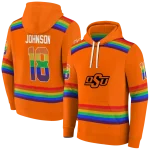 personalized oklahoma state cowboys rainbow stripes orange hoodie best selling