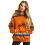 personalized oklahoma state cowboys rainbow stripes orange hoodie best selling