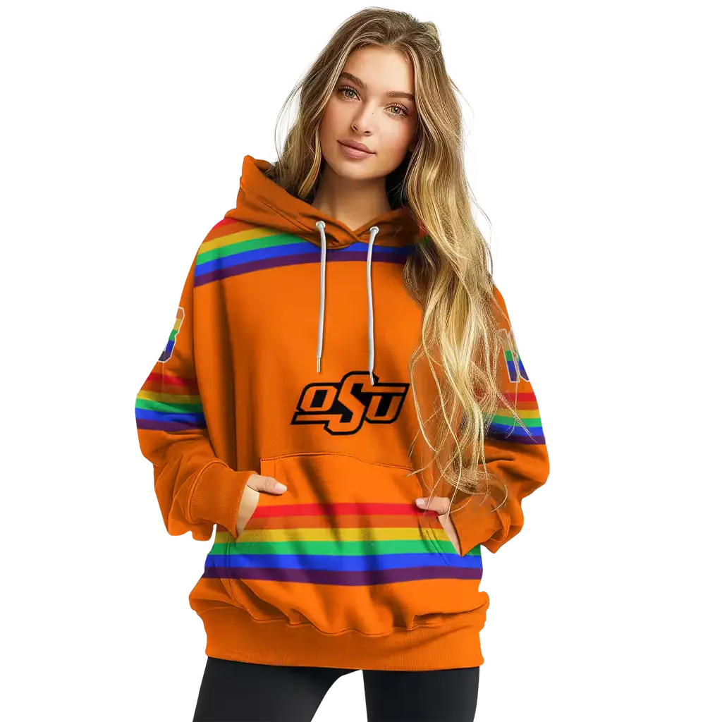 personalized oklahoma state cowboys rainbow stripes orange hoodie high quality personalized oklahoma state cowboys rainbow stripes orange hoodie high quality