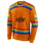 personalized oklahoma state cowboys rainbow stripes orange hoodie best selling