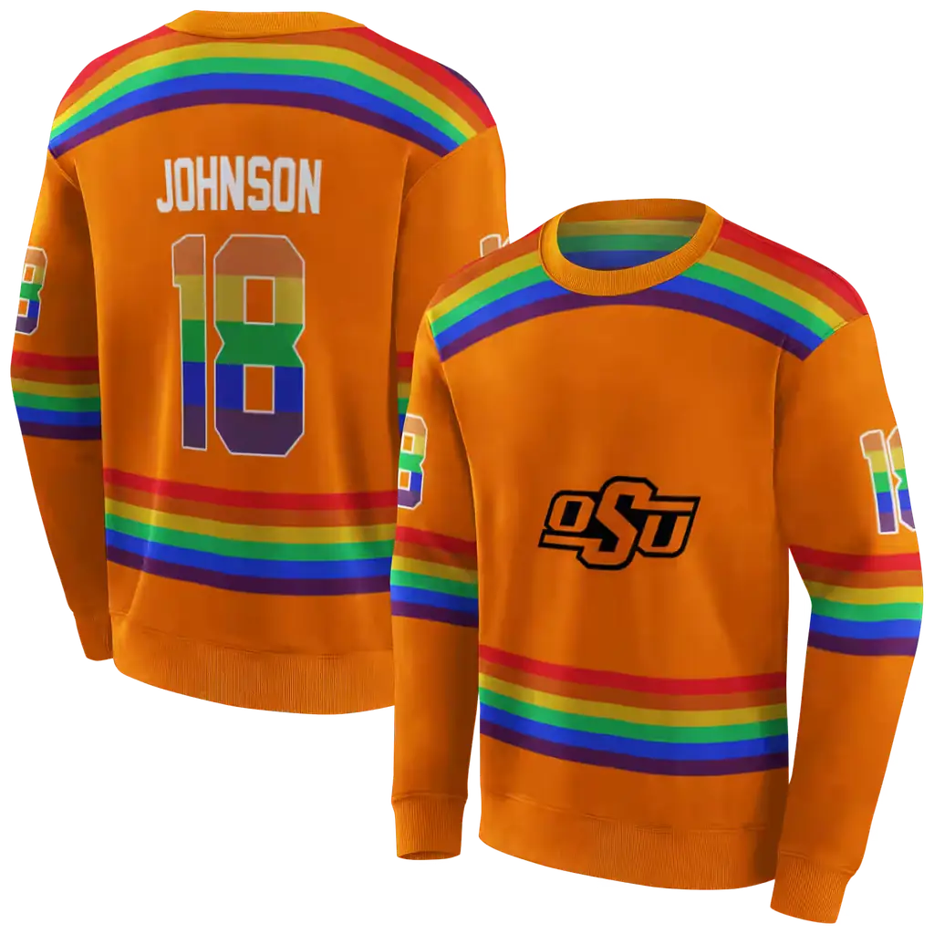 personalized oklahoma state cowboys rainbow stripes orange hoodie premium grade personalized oklahoma state cowboys rainbow stripes orange hoodie premium grade