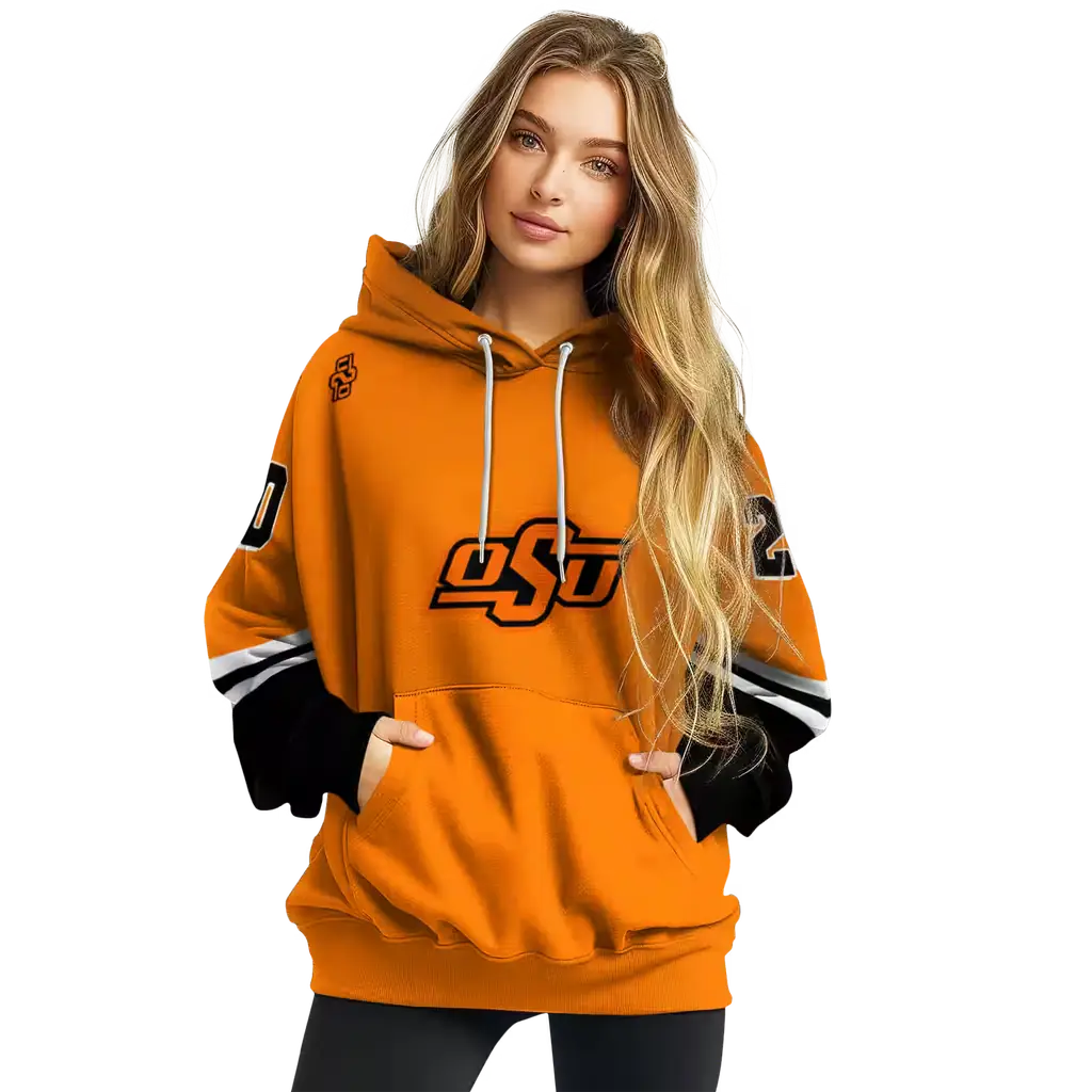 personalized oklahoma state cowboys striped sleeves orange hoodie high quality personalized oklahoma state cowboys striped sleeves orange hoodie high quality