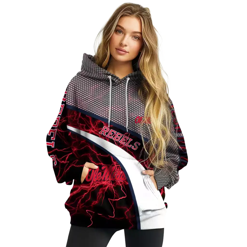personalized ole miss rebels hexagonal mesh red black gray hoodie high quality personalized ole miss rebels hexagonal mesh red black gray hoodie high quality