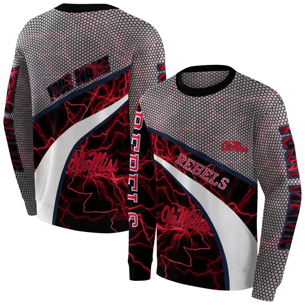 personalized ole miss rebels hexagonal mesh red black gray hoodie premium grade personalized ole miss rebels hexagonal mesh red black gray hoodie premium grade