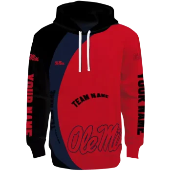 personalized ole miss rebels minimalist design red black hoodie best selling