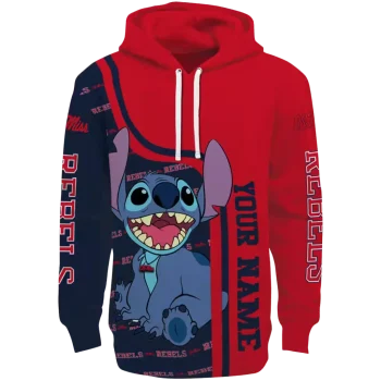 personalized ole miss rebels stitch red hoodie best selling