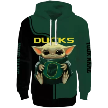 personalized oregon ducks baby yoda green black hoodie best selling