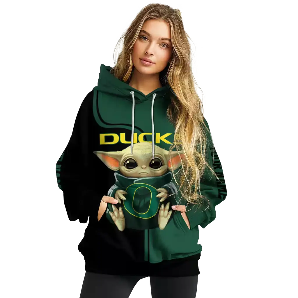 personalized oregon ducks baby yoda green black hoodie high quality personalized oregon ducks baby yoda green black hoodie high quality