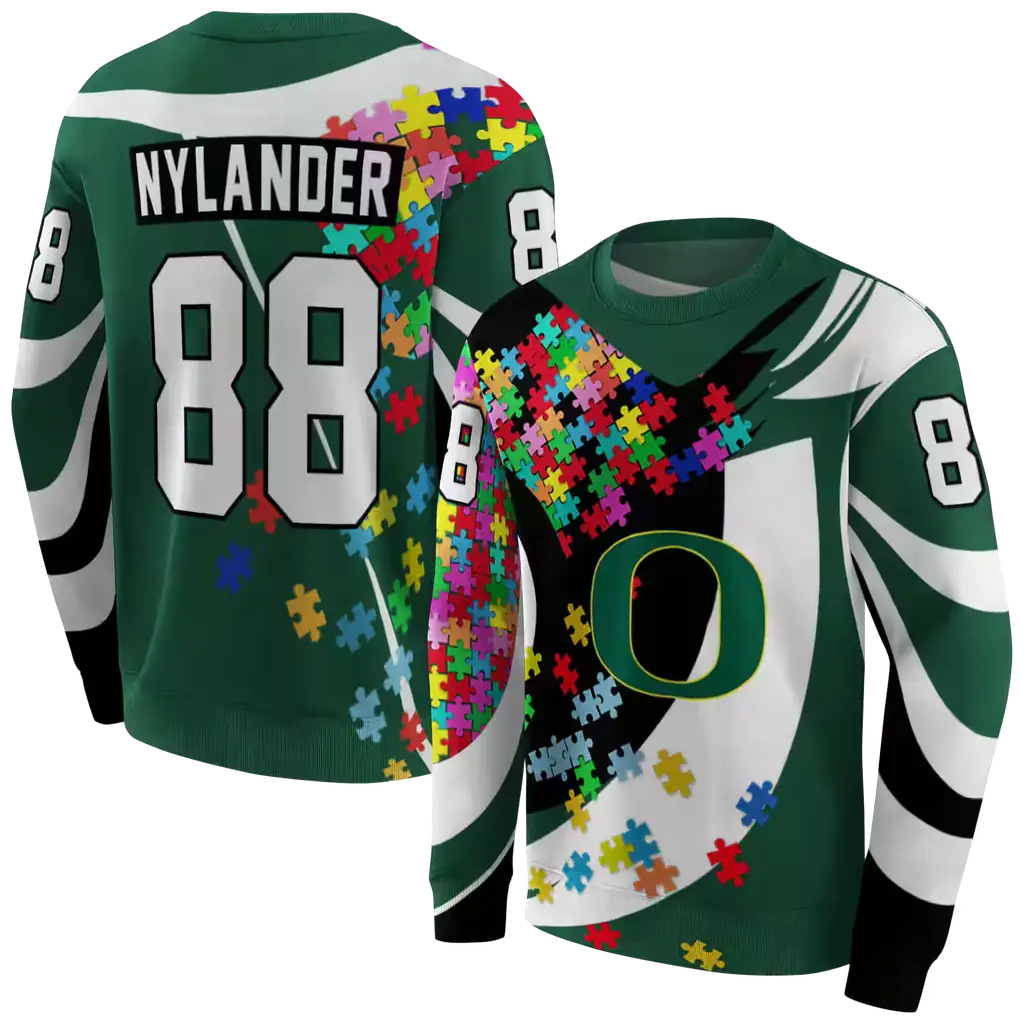 personalized oregon ducks puzzle pieces green hoodie premium grade personalized oregon ducks puzzle pieces green hoodie premium grade