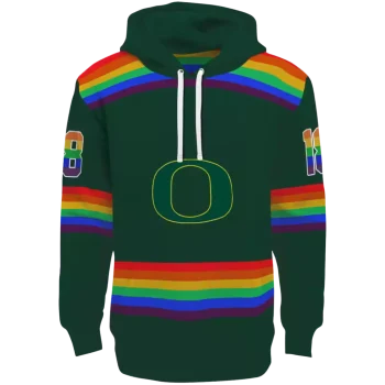 personalized oregon ducks rainbow stripes green hoodie best selling