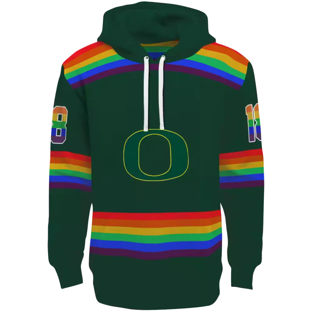 personalized oregon ducks rainbow stripes green hoodie best selling personalized oregon ducks rainbow stripes green hoodie best selling