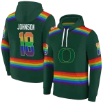 personalized oregon ducks rainbow stripes green hoodie best selling