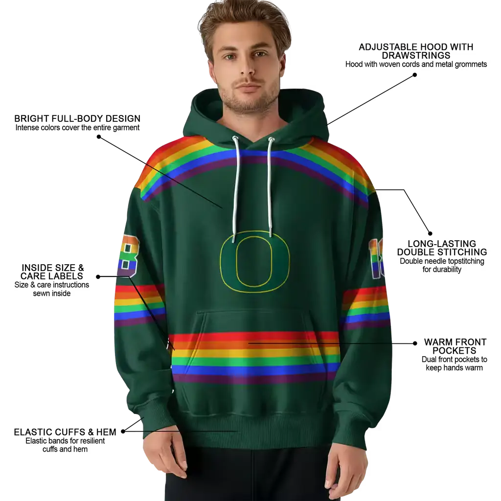 personalized oregon ducks rainbow stripes green hoodie latest model personalized oregon ducks rainbow stripes green hoodie latest model