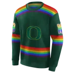personalized oregon ducks rainbow stripes green hoodie best selling