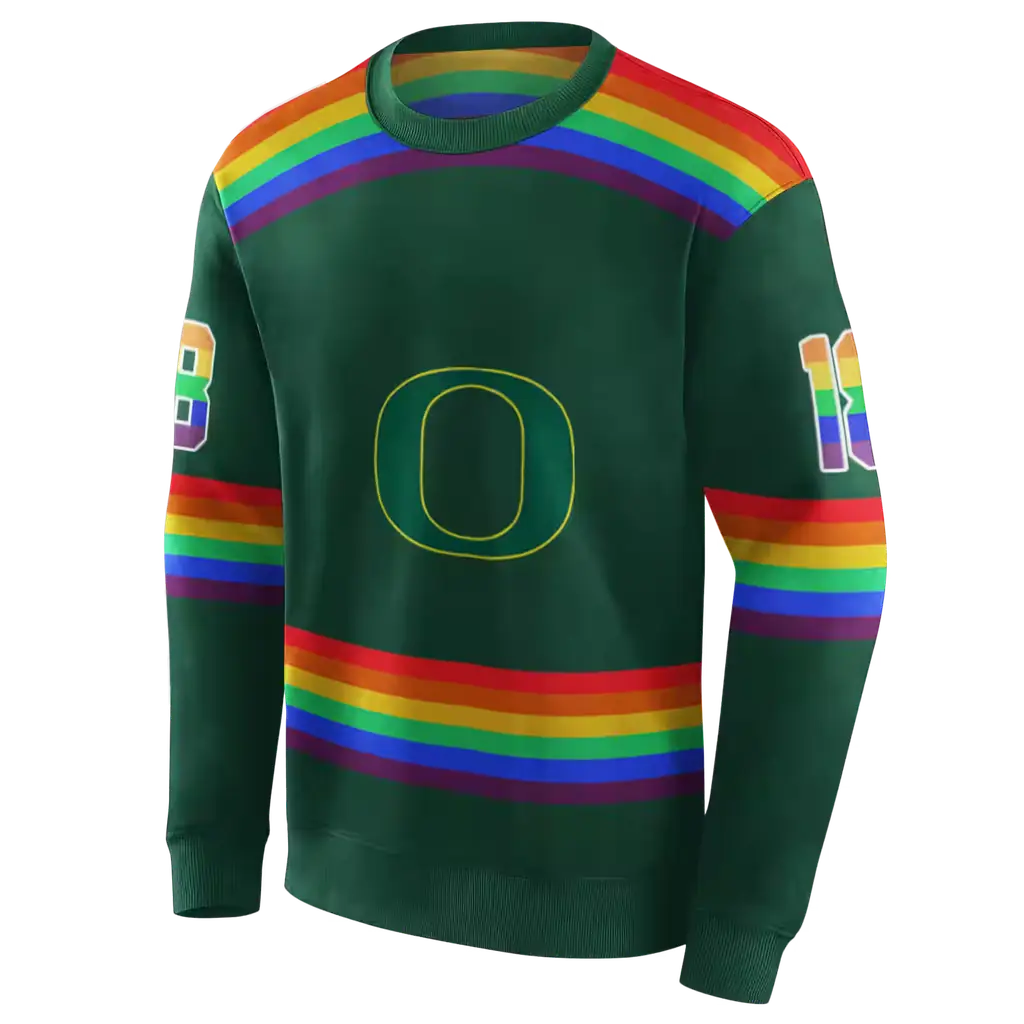 personalized oregon ducks rainbow stripes green hoodie new arrival personalized oregon ducks rainbow stripes green hoodie new arrival