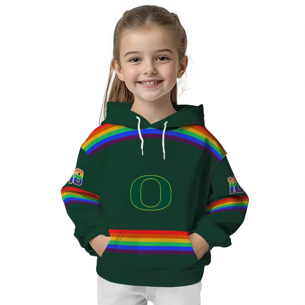 personalized oregon ducks rainbow stripes green hoodie top rated personalized oregon ducks rainbow stripes green hoodie top rated