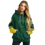 personalized oregon ducks striped sleeves green hoodie best selling