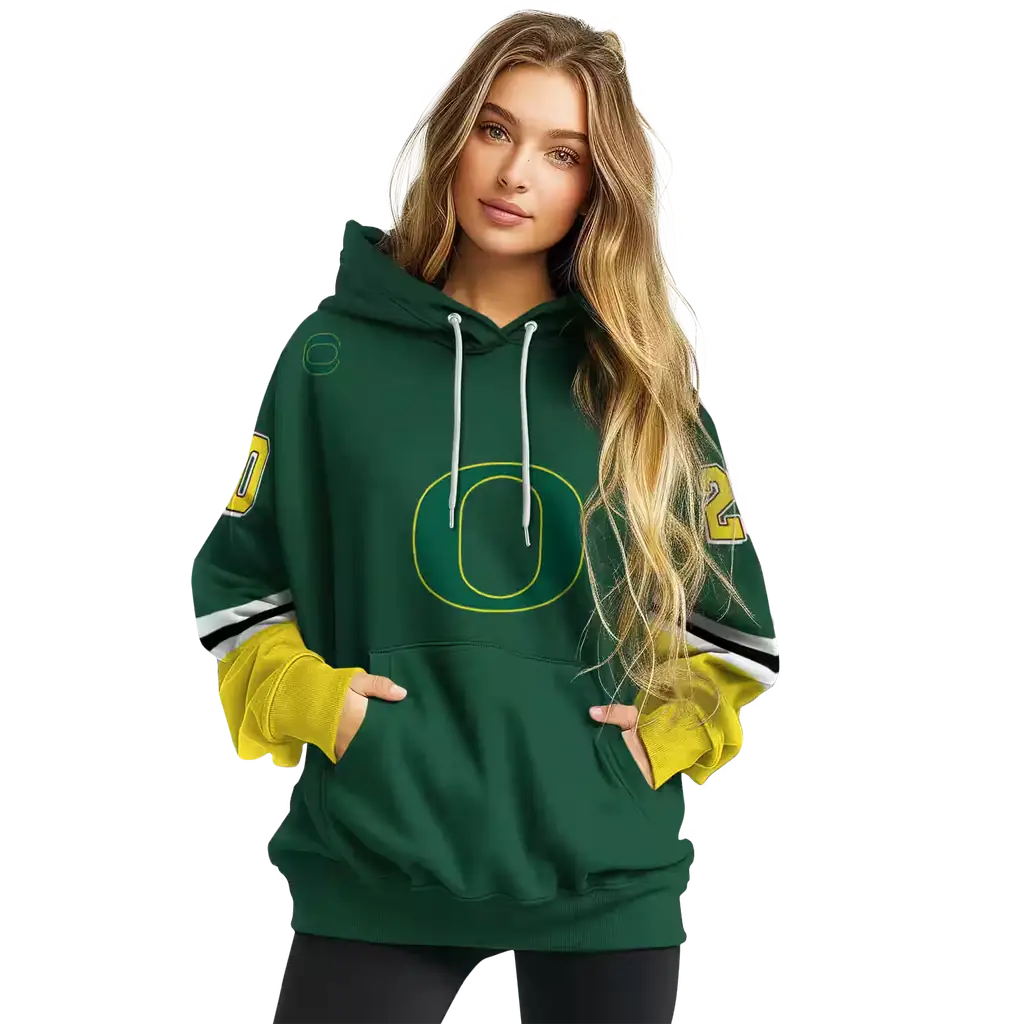 personalized oregon ducks striped sleeves green hoodie high quality personalized oregon ducks striped sleeves green hoodie high quality