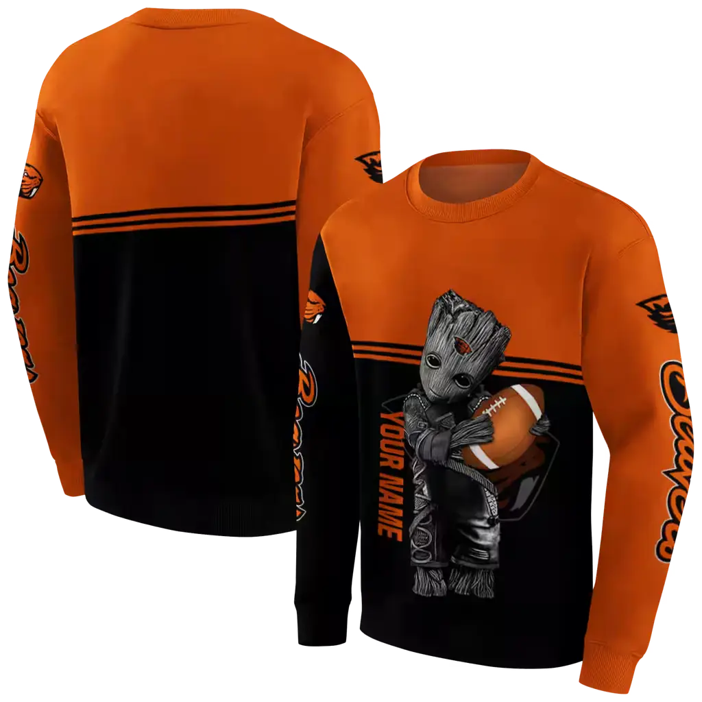 personalized oregon state beavers baby groot orange black hoodie premium grade personalized oregon state beavers baby groot orange black hoodie premium grade