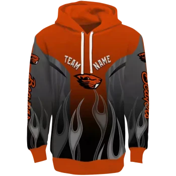 personalized oregon state beavers flame design orange hoodie best selling