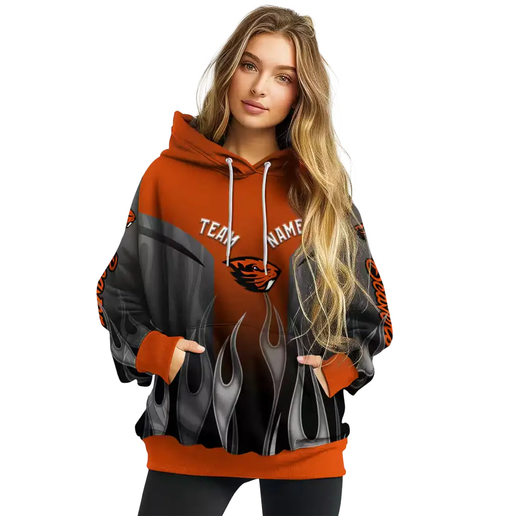 personalized oregon state beavers flame design orange hoodie high quality personalized oregon state beavers flame design orange hoodie high quality