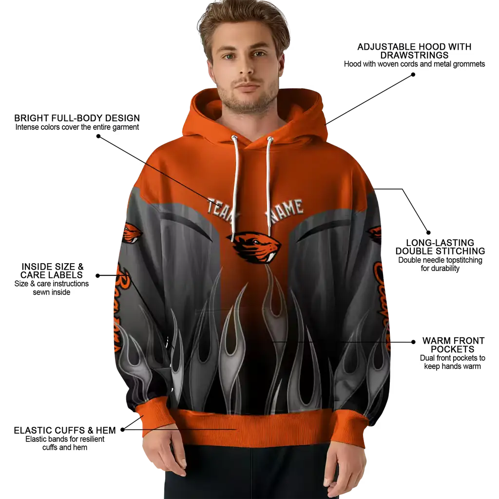 personalized oregon state beavers flame design orange hoodie latest model personalized oregon state beavers flame design orange hoodie latest model