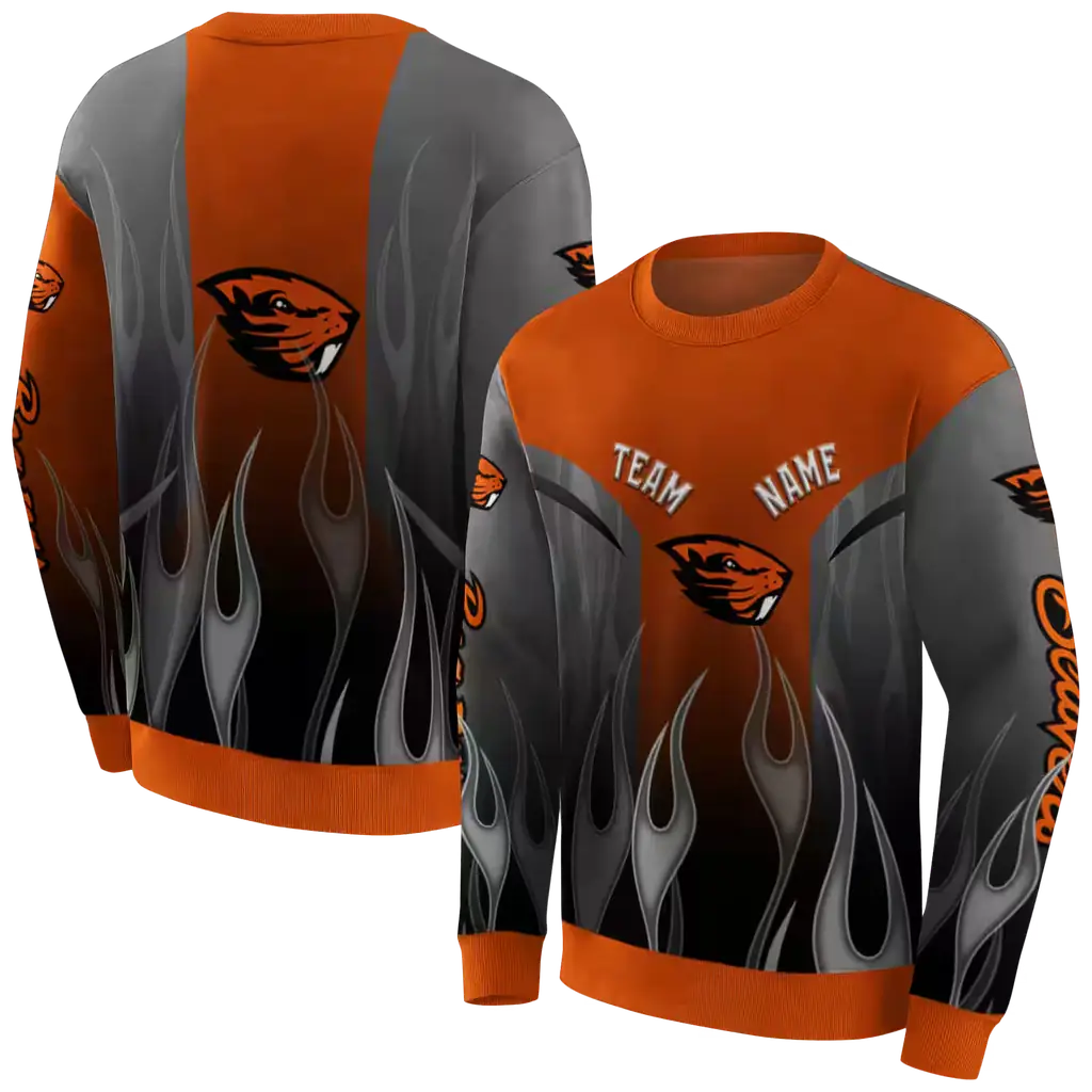 personalized oregon state beavers flame design orange hoodie premium grade personalized oregon state beavers flame design orange hoodie premium grade