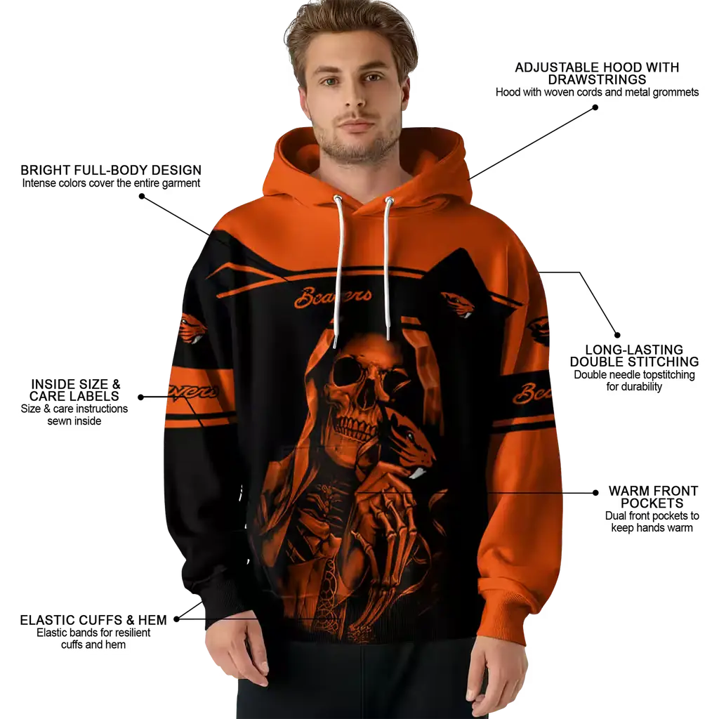 personalized oregon state beavers grim reaper orange black hoodie latest model personalized oregon state beavers grim reaper orange black hoodie latest model