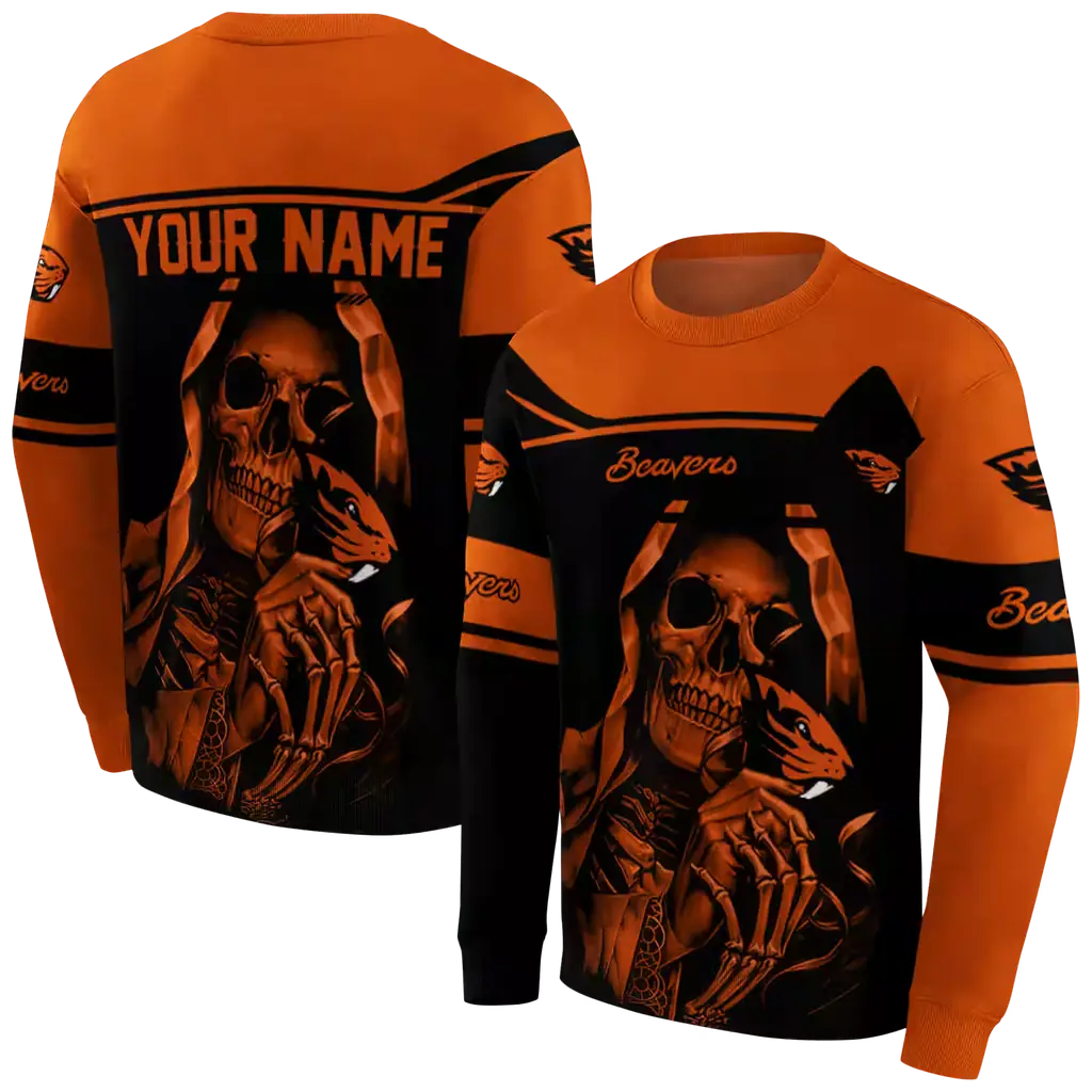 personalized oregon state beavers grim reaper orange black hoodie premium grade personalized oregon state beavers grim reaper orange black hoodie premium grade